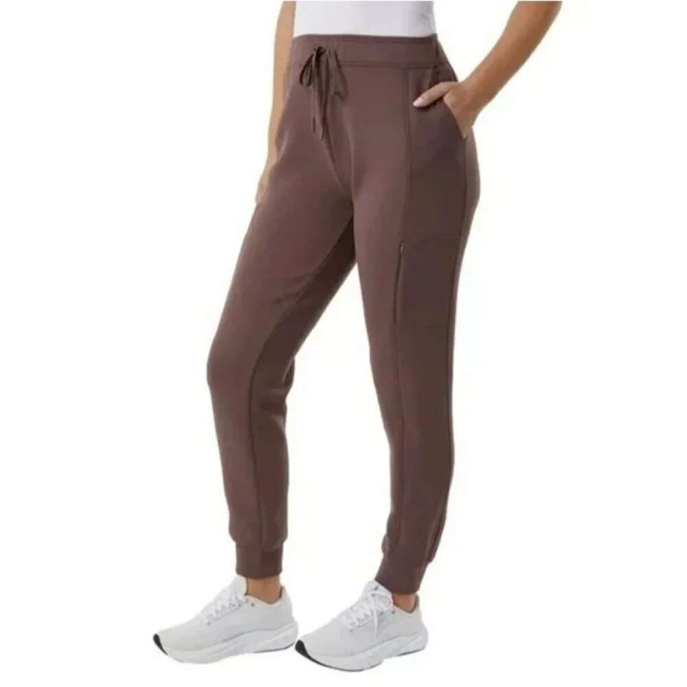 32 Degrees Heat Women's S Jogger Pants With Zippered Pocket Brown M0700